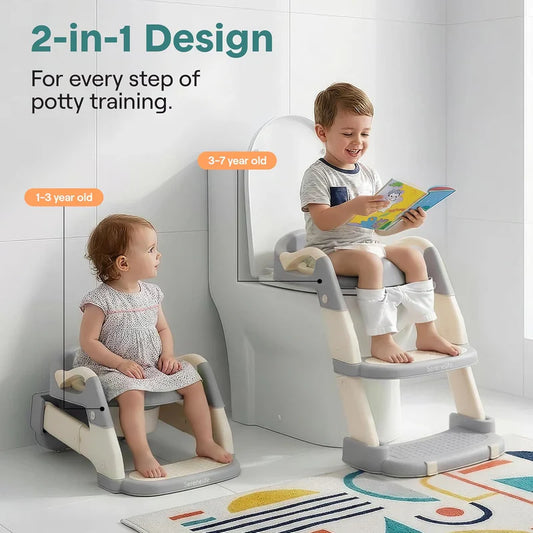 2-in-1 Toddler Potty Training Seat for babies with Step Stool Ladder